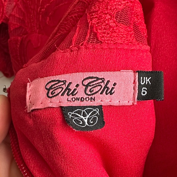 Chi Chi London Vibrant Red Lace Dress - Picture 4 of 4